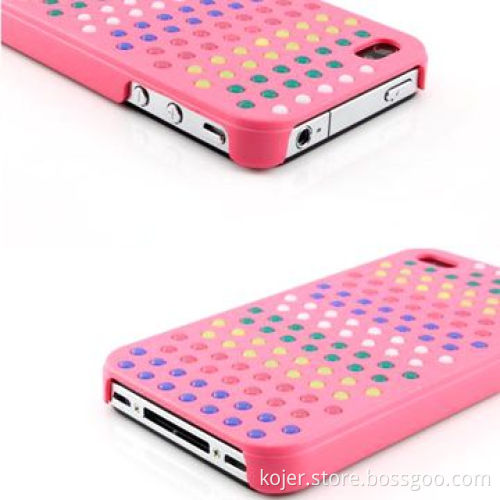 Plastic Cases for iPhone 4, Inlayed with Colorful Small Beads